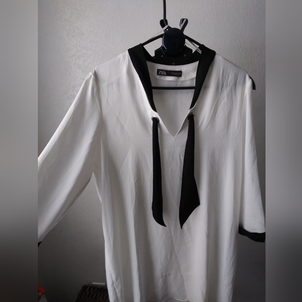 Zara White Dress, snag on front across bottom
